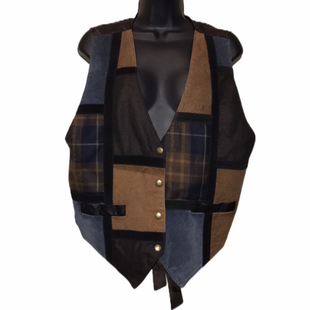 Vintage JERI MARQUE Leather Patchwork Vest~M